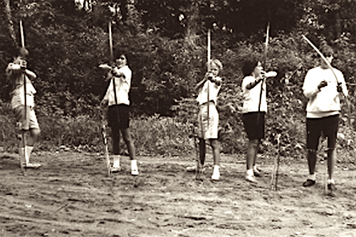 Girls practicing archery in 1966.