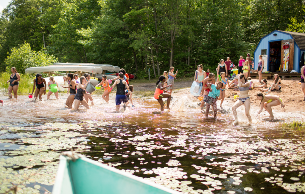 Girls Splashing at the Lakefront