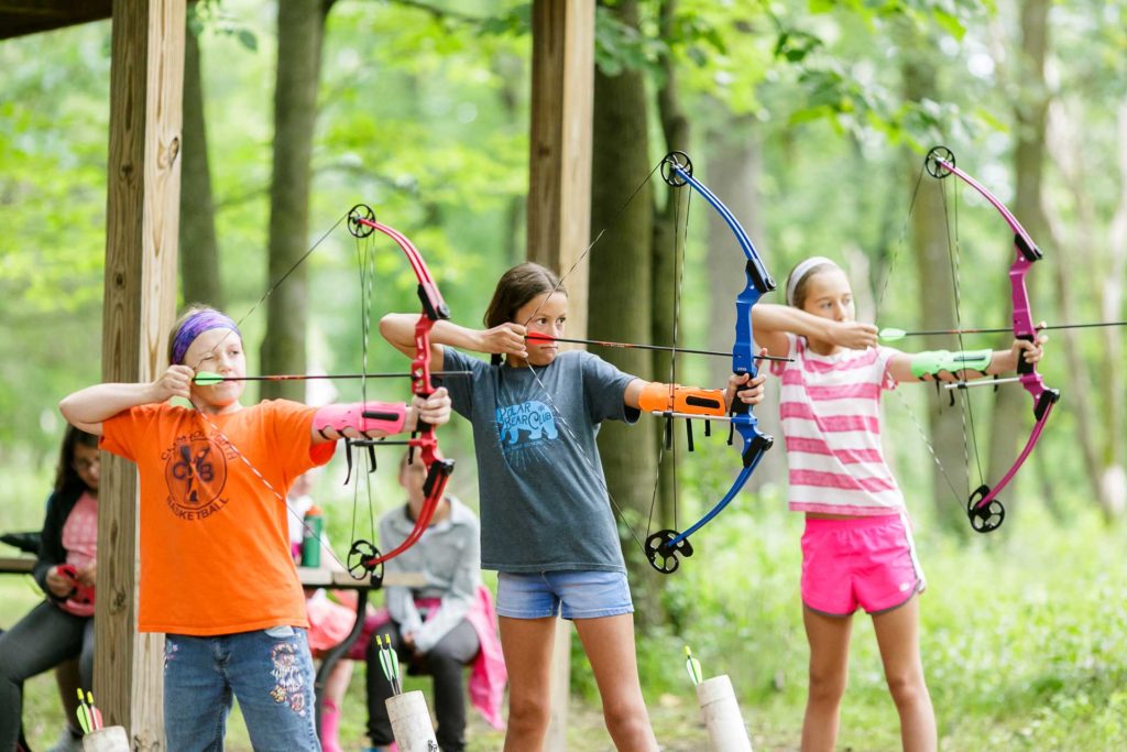 Girls Learning Archery at Camp Edith Mayo