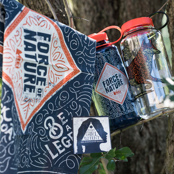REI’s Force of Nature Water Bottle and Bandanas REI’s Force of Nature water bottles and bandanas